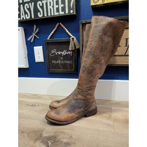 Bed Stu Manchester Tall Riding Boots Women's 9 Black Hand Washed Knee High